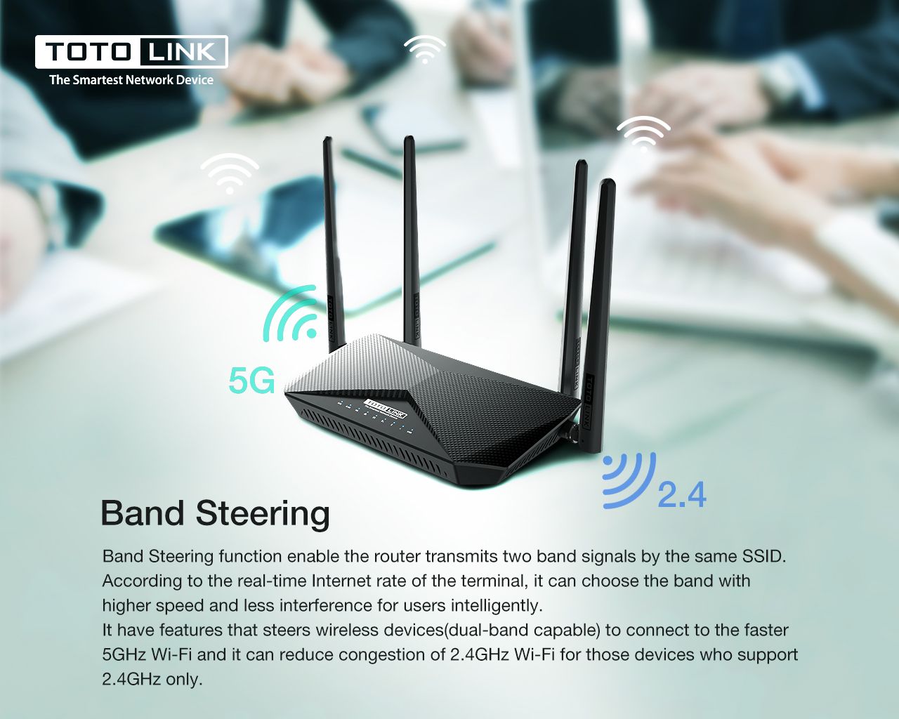 Router Wi-Fi băng tần kép Gigabit AC1200 Totolink A3002RU-V2 Hàng Chính Hãng