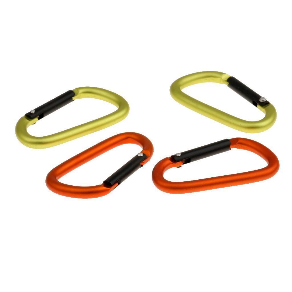 4pcs D Shape Carabiner Spring Snap Clip Hook Keychain Keyring Hiking Outdoor
