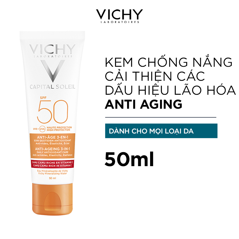 Kem Chống Nắng Bảo Vệ Và Giúp Giảm Các Dấu Hiệu lão hóa Ideal Soleil Anti-Age SPF50 50ml