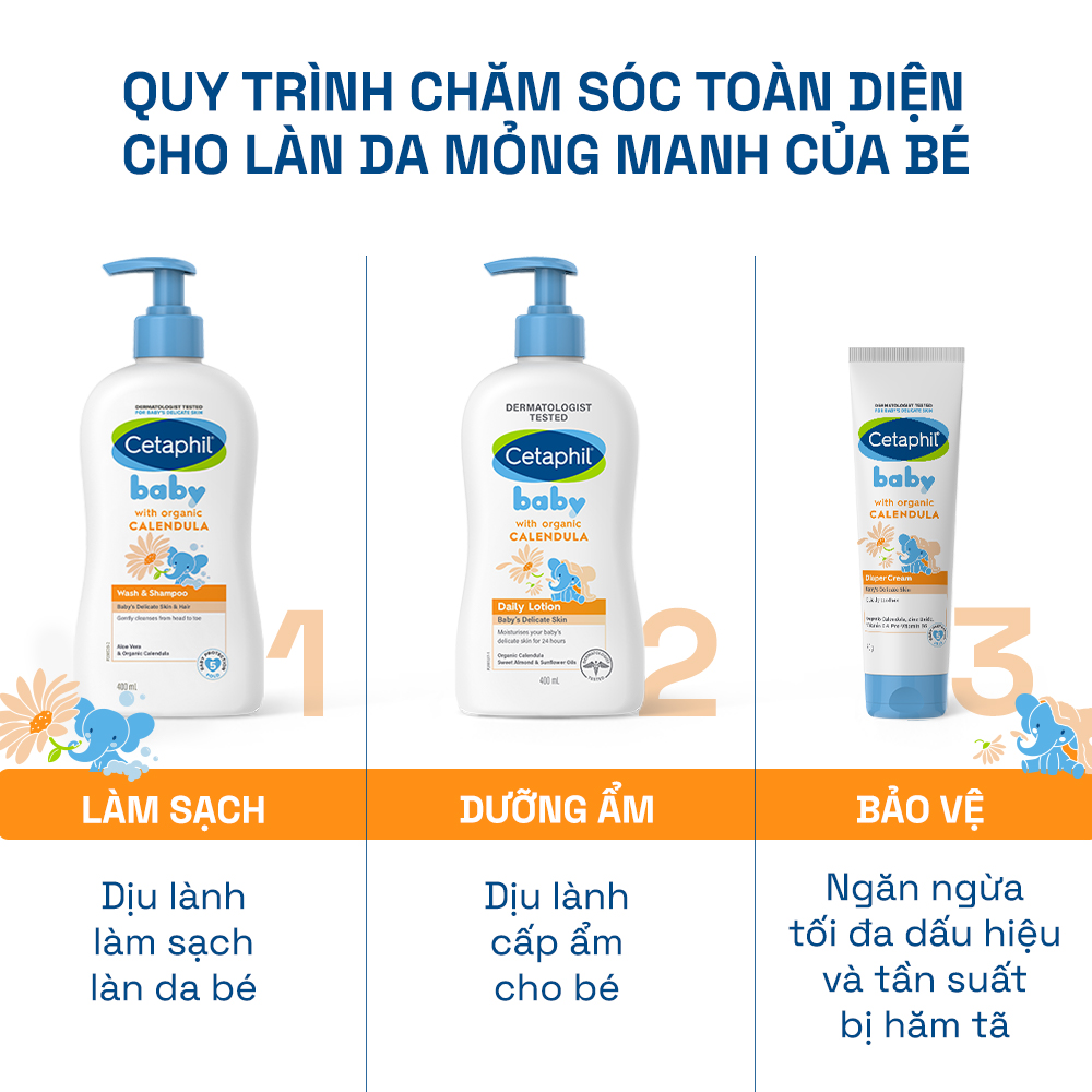 Kem chống hăm tả dịu lành CETAPHIL BABY DIAPER CREAM CALENDULA 70G