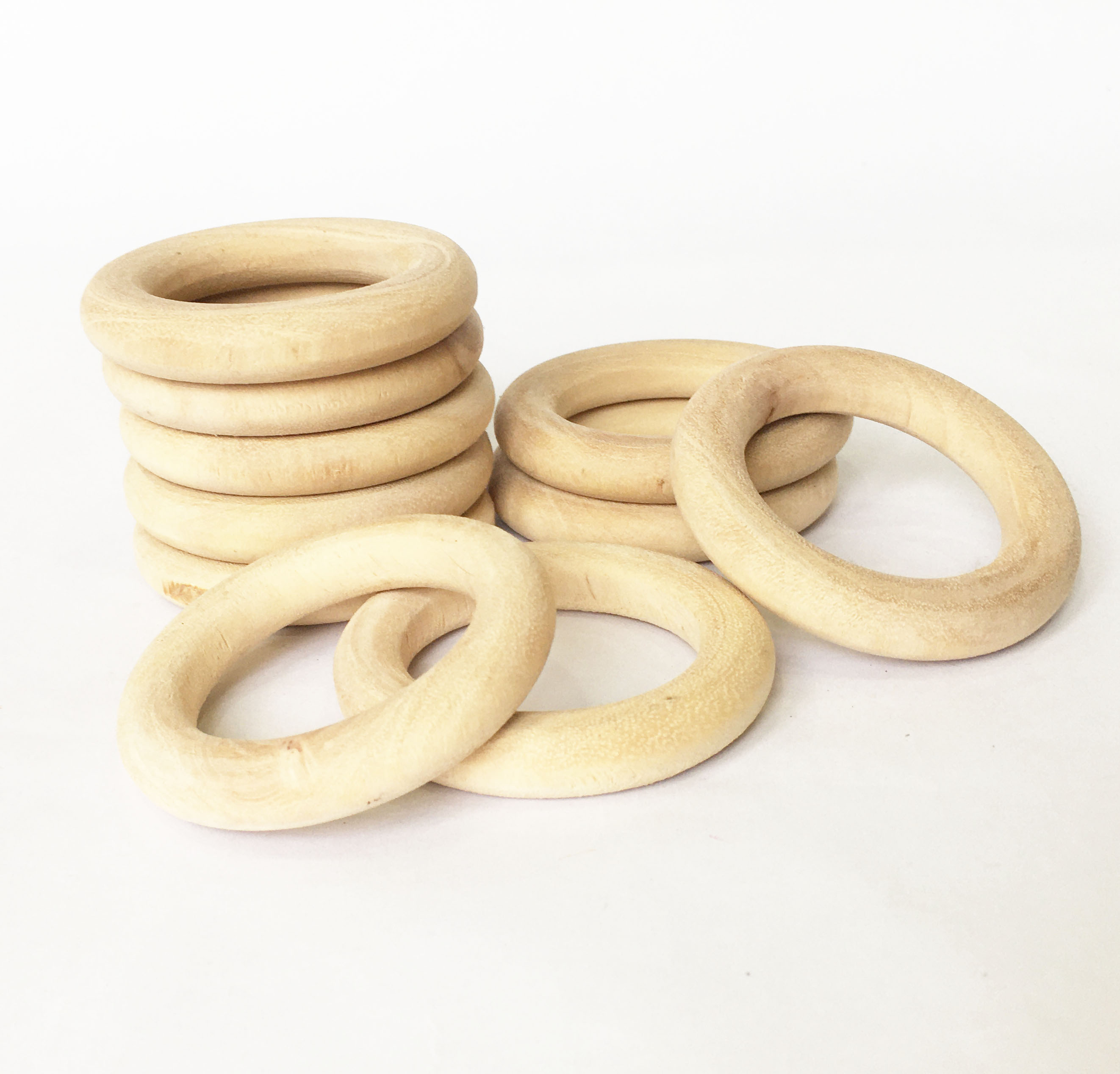 Combo 5 Vòng gỗ mộc tự nhiên , khoen gỗ làm lục lạc - vòng cầm tay đồ chơi cho bé - trang trí, handmade macrame