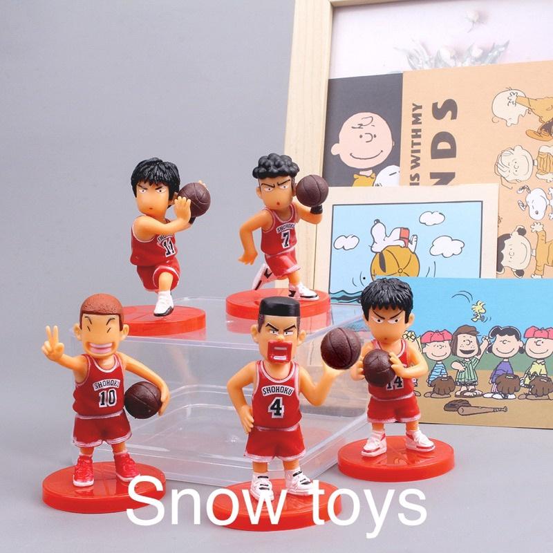 Mô hình Slam Dunk - Trọn bộ Team Shohoku đỏ - Hanamichi Rukawa Takenori Ryota Mitsui - Cao 8cm