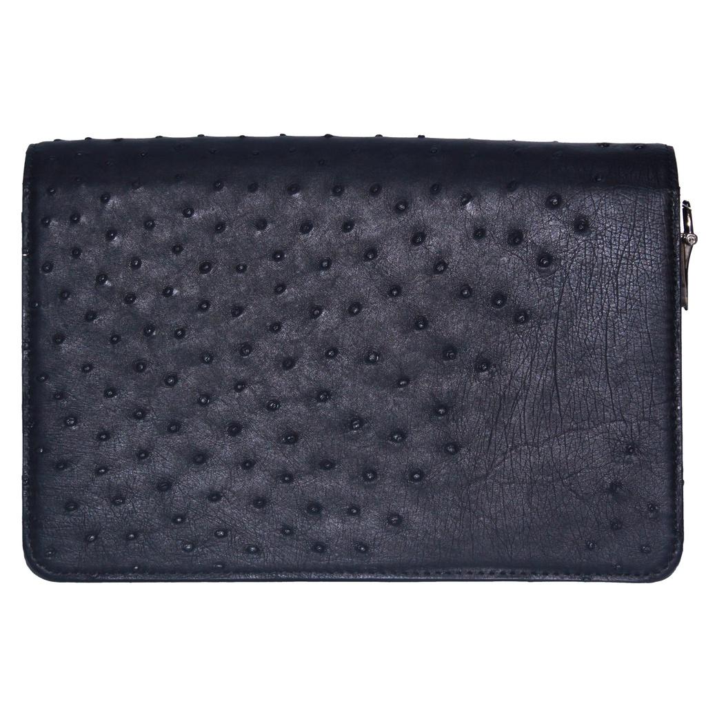 HC6451-52-53-54 - Túi cầm tay nữ Huy Hoàng da đà điểu màu đen, nâu đất, vàng bò, nâu đỏ