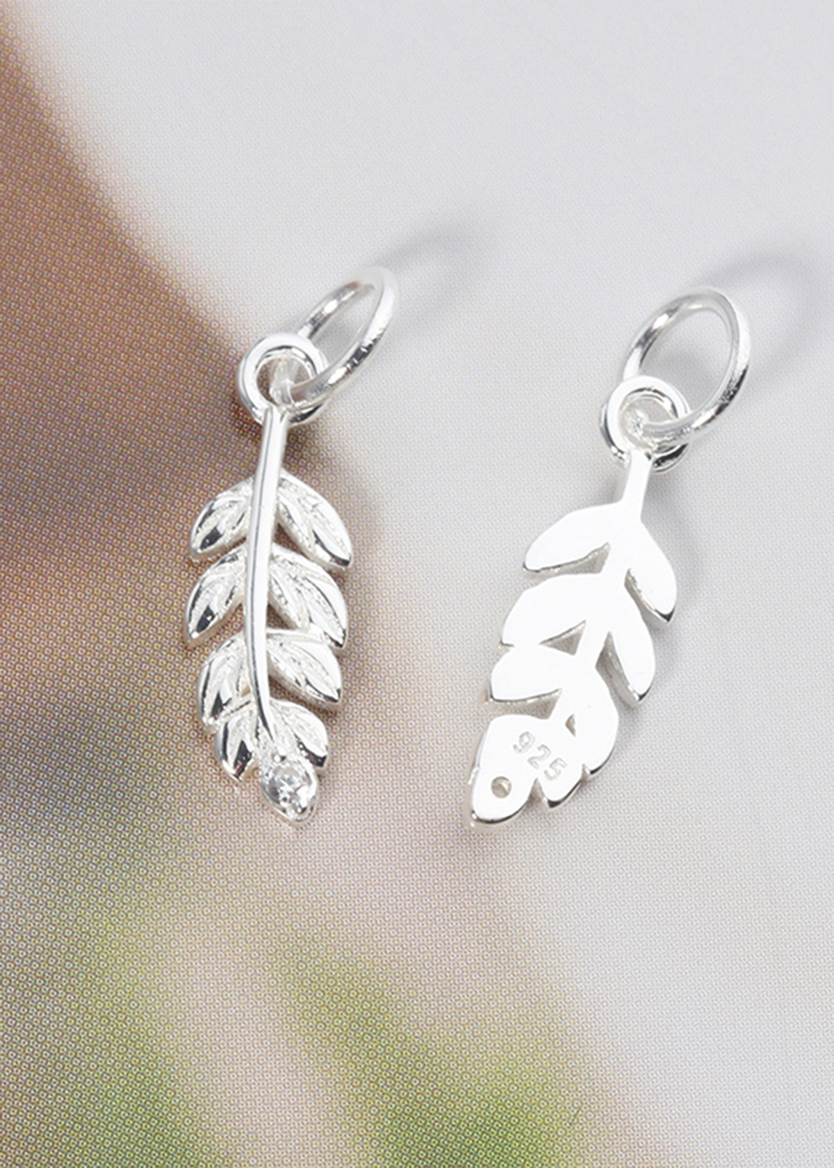 Combo charm bạc chiếc lá treo - Ngọc Quý Gemstones