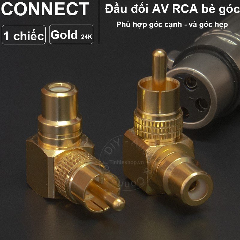 Jack AV đực sang cái vuông góc nhân đồng 1 chiếc - RCA male to RCA female jack