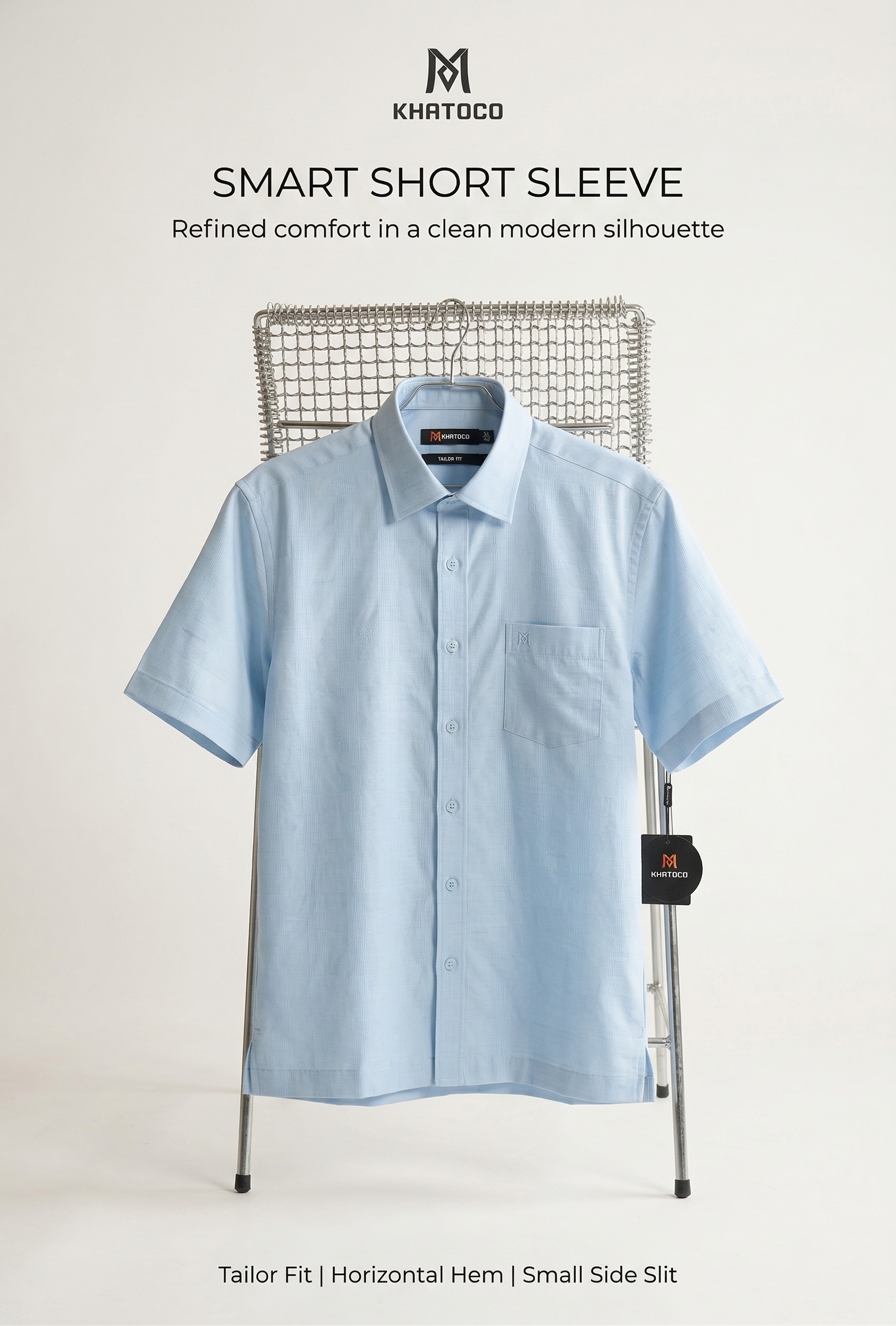 Áo sơ mi tay ngắn nam Khatoco sale 374k, giá tem 468k (Size S,XL)