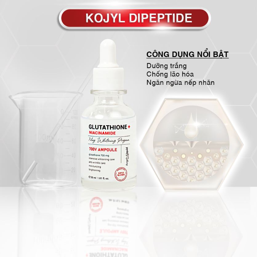 Tinh Chất Truyền Trắng Hỗ Trợ Mờ Nám Chuyên Sâu Angel's Liquid Glutathione + Niacinamide 700 V-Ampoule