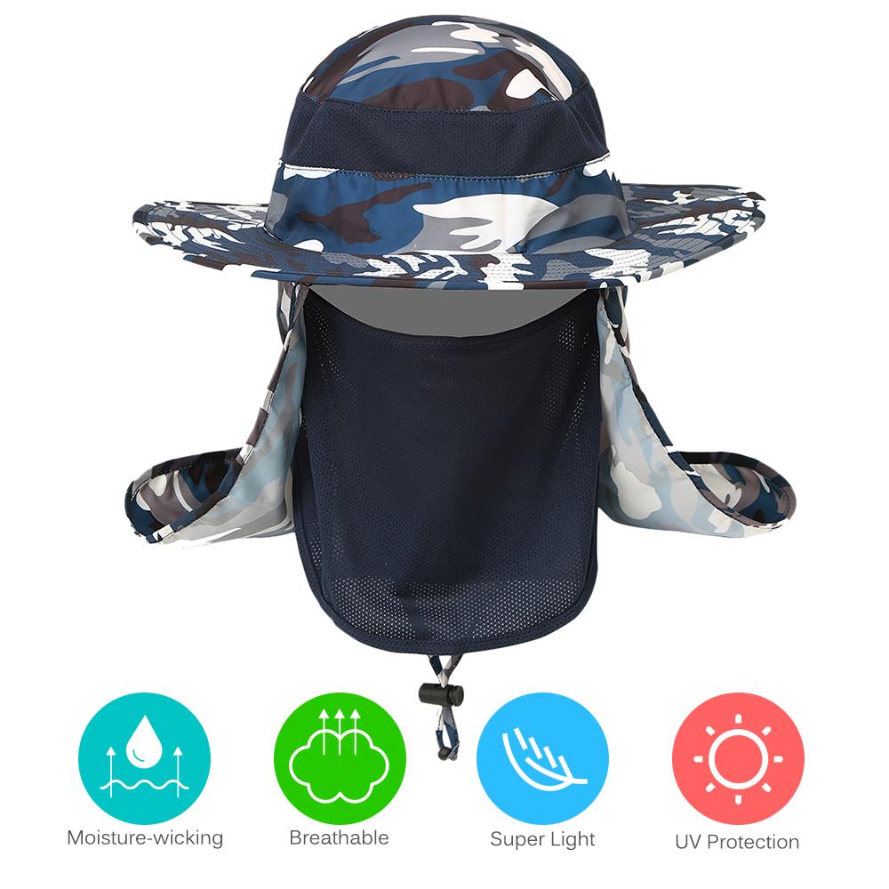 Mũ rộng vành có khẩu trang che cổ được làm bằng vải nylon, nhẹ, nhanh khô, chống nắng tối đa