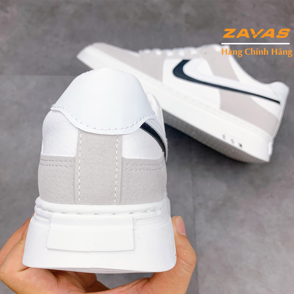 Giày thể thao nam sneaker ZAVAS chính hãng màu trắng đế cao su may êm nhẹ S409