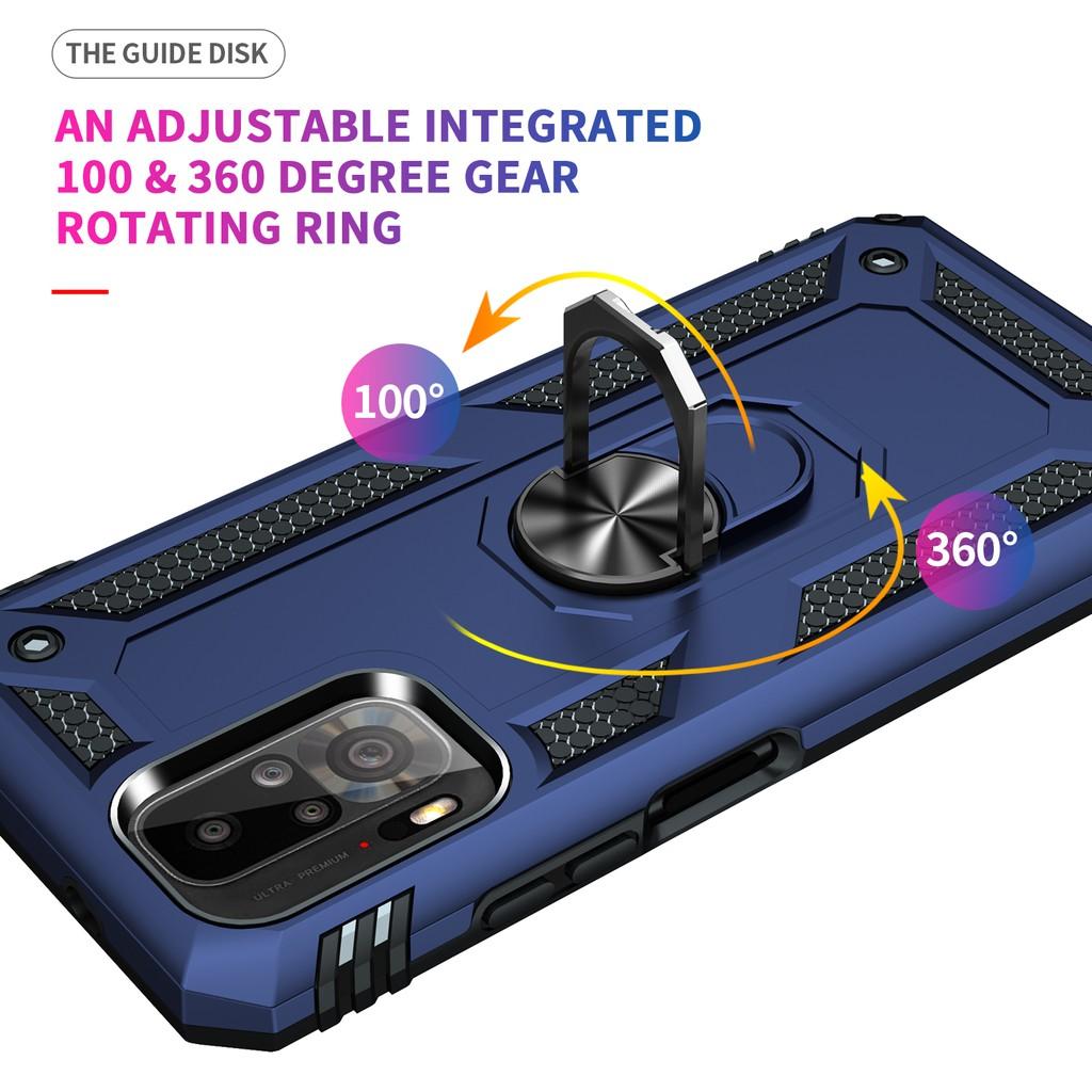 Ốp lưng cho Xiaomi Redmi Note 10 10S chống sốc 2 lớp kèm nhẫn iring làm giá đỡ