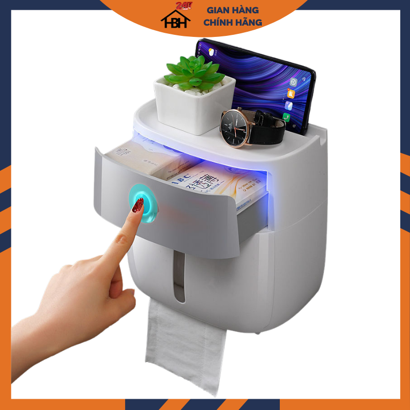 Hộp đựng giấy vệ sinh gắn tường 2 ngăn, không cần khoan tường