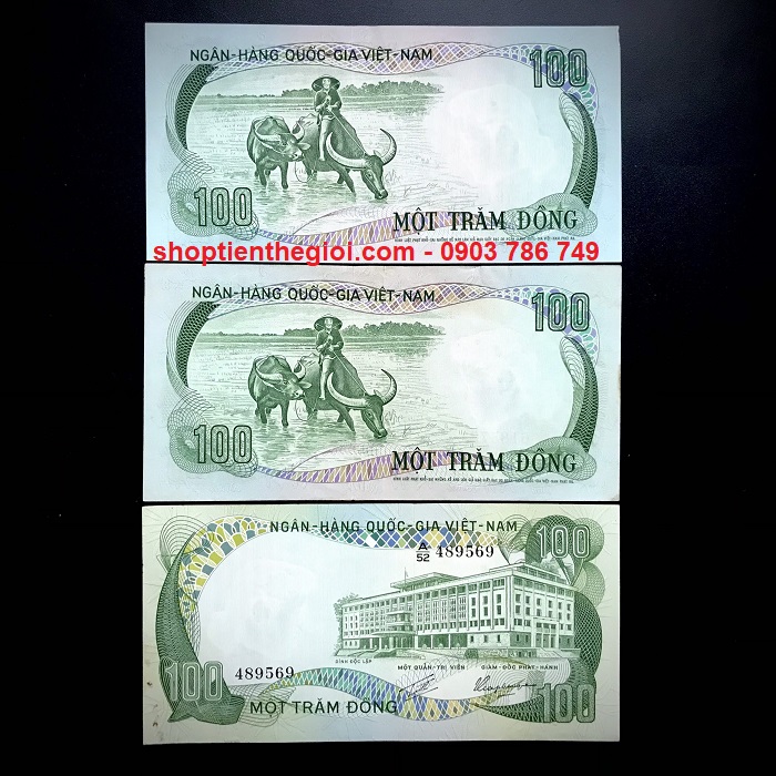 Sưu Tầm Tờ Việt Nam - 100 đ 1972 XF hình con trâu, sưu tầm phong thuỷ quà tặng - SP000578