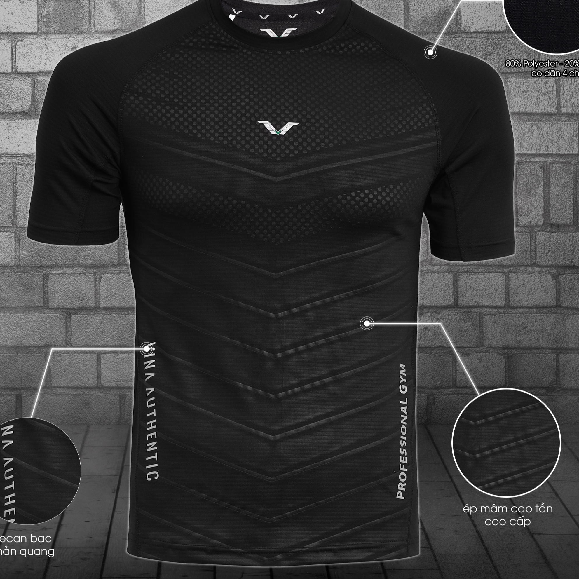 ÁO THỂ THAO NAM CHUYÊN GYM FITNESS AVT22 VINA AUTHENTIC CO GIẢN TỐT, THẤM HÚT MỒ HÔI, HỢP THỜI TRANG, CHUẨN THƯƠNG HIỆU