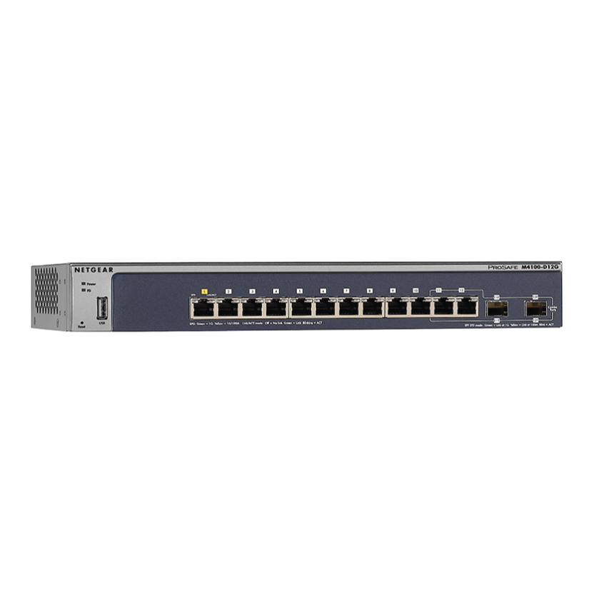 Thiết Bị Chia Mạng Để Bàn 12 Cổng 10/100/1000M Với 2 Cổng Quang 1G SFP Fully Managed Gigabit Ethernet ProSAFE Next-Gen Edge Switch Netgear M4100-D12G (GSM5212) - Hàng Chính Hãng