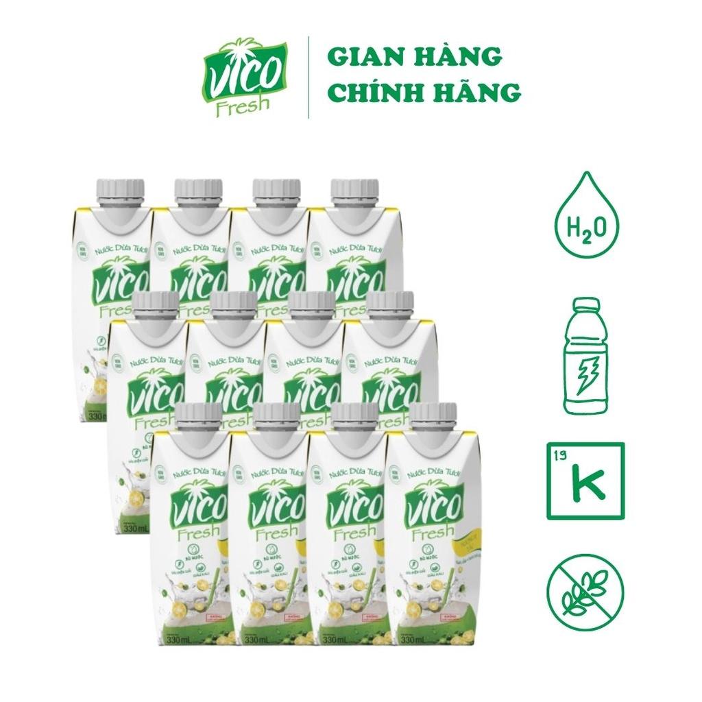Nước Dừa ACP Vico Fresh Hương Vị Tắc - Combo 12 Hộp Nước Dừa 330ml