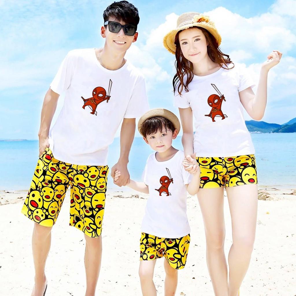 Áo thun gia đình đẹp in chibi siêu anh hùng múa kiếm dễ thương cao cấp