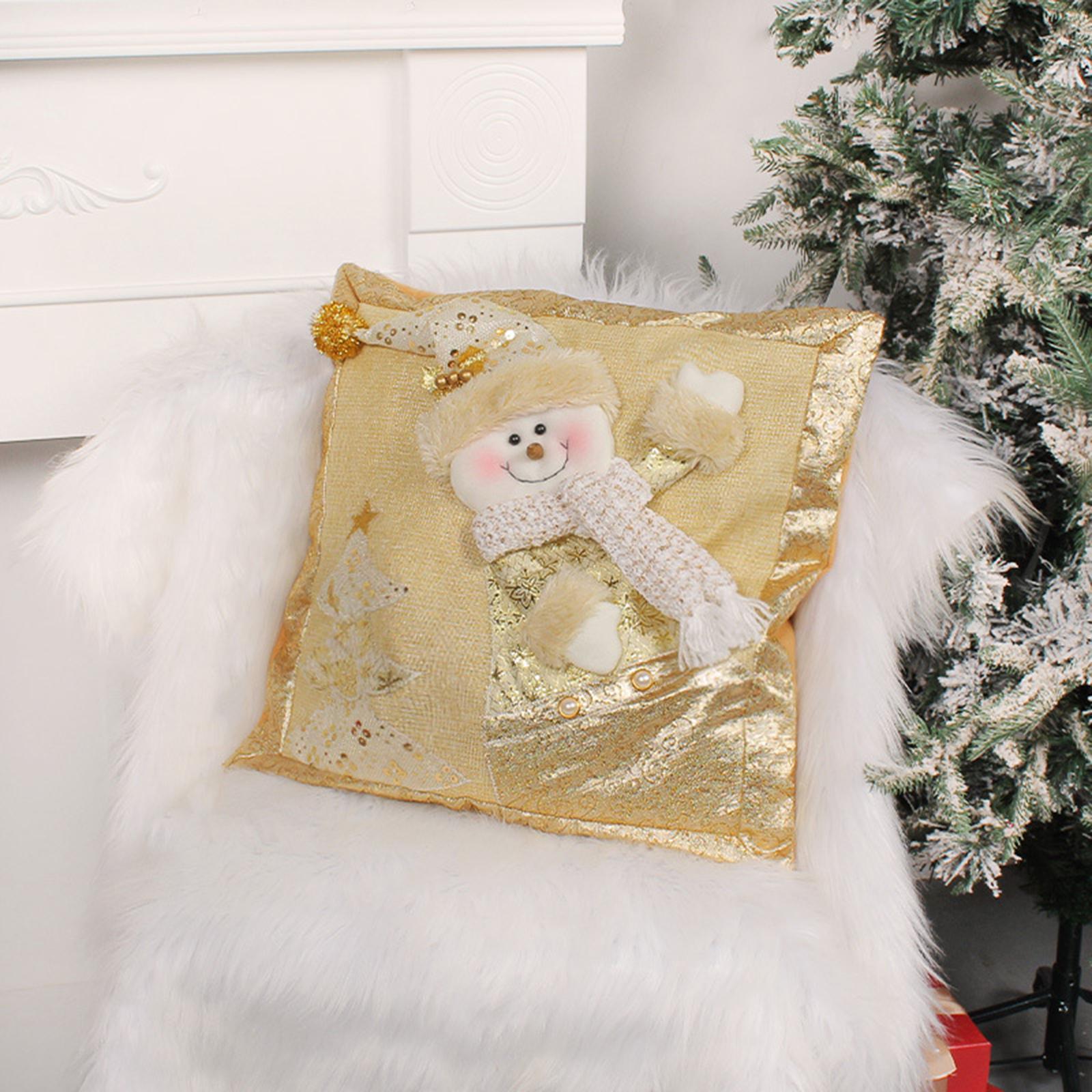 Square Christmas Snowman Throw Pillow Santa Claus for Decoration Sofa Couch