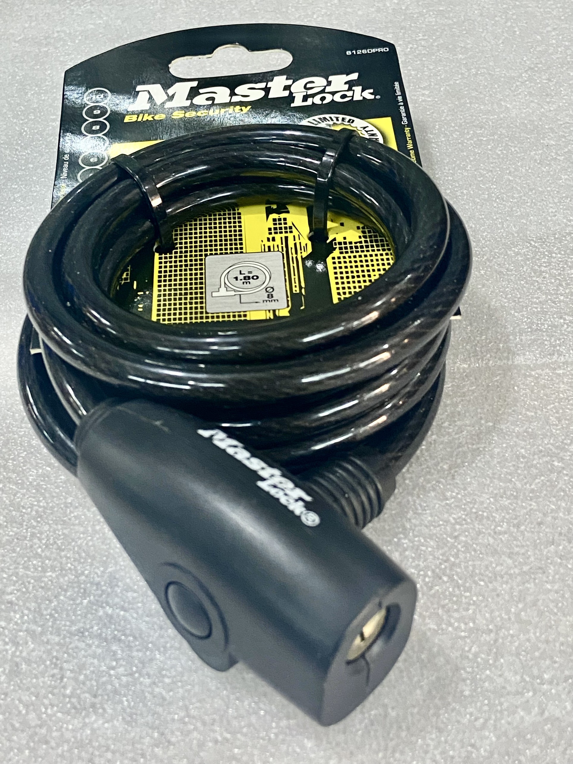 KHÓA DÂY XE ĐẠP MASTERLOCK 8126 MÀU ĐEN
