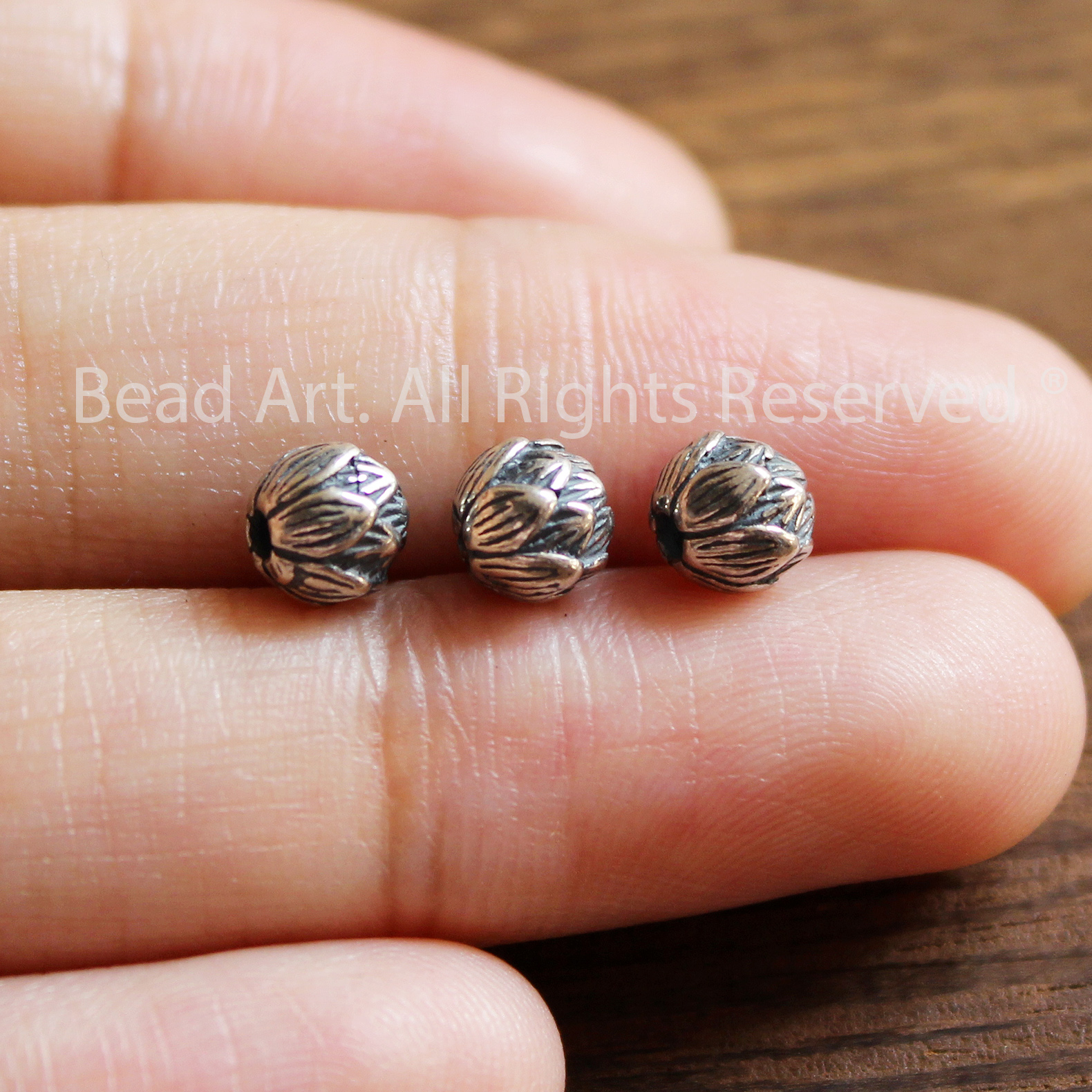 [1 Cái] Charm Hoa Sen Bạc 925 5.5MM, Phối Vòng Tay Phong Thuỷ, Trang Sức, Chuỗi Hạt - Bead Art