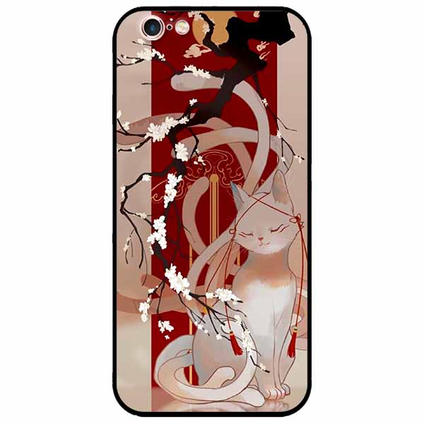 Ốp lưng in cho Iphone 6 Plus/ 6s Plus Mẫu Mèo Cành Hoa Đào
