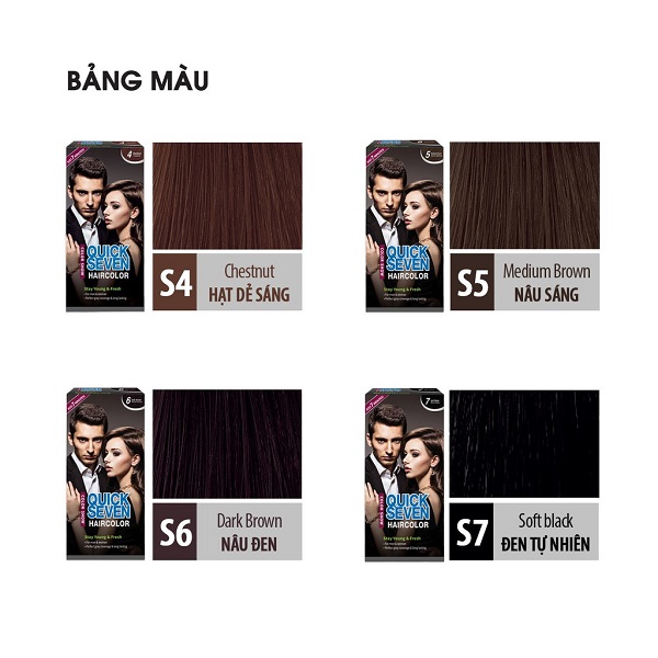 Nhuộm phủ bạc nhanh 7 phút Color Show QUICK SEVEN Hair Color (60g + 60g) Hàn Quốc