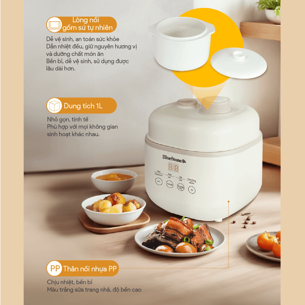Nồi Nấu Chậm BlueStone SCB-6119 1 Lít 200W - Hàng Chính Hãng