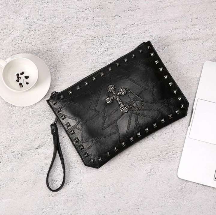 Men's Rivet Clutch Coin Purses & Pouches - Black