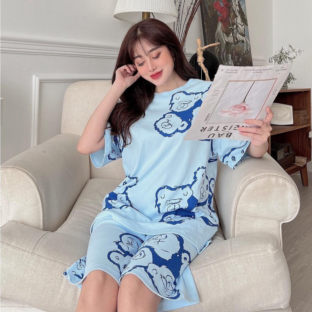 Đồ bộ lửng nữ mặc nhà - thời trang mới nhất - Chất liệu bozip Cotton cao cấp - ( Bộ Lửng ống rộng - BL