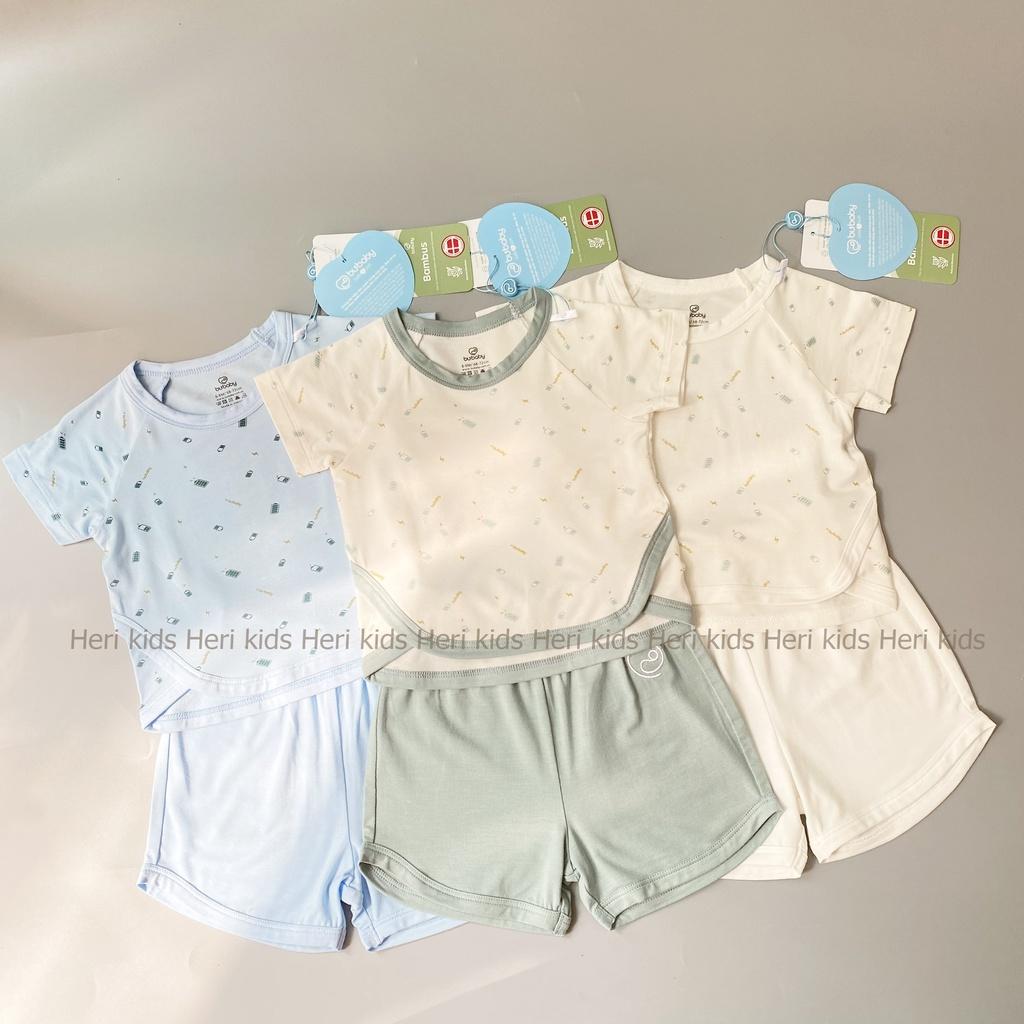 Bộ quần áo cộc tay cài vai sợi tre BU, bubaby cho bé 6m - 4y