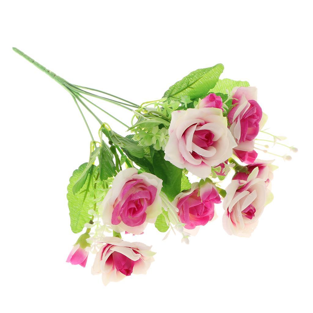 2 Piece Artificial Silk Rose Flower Bouquet Plant Wedding Decor