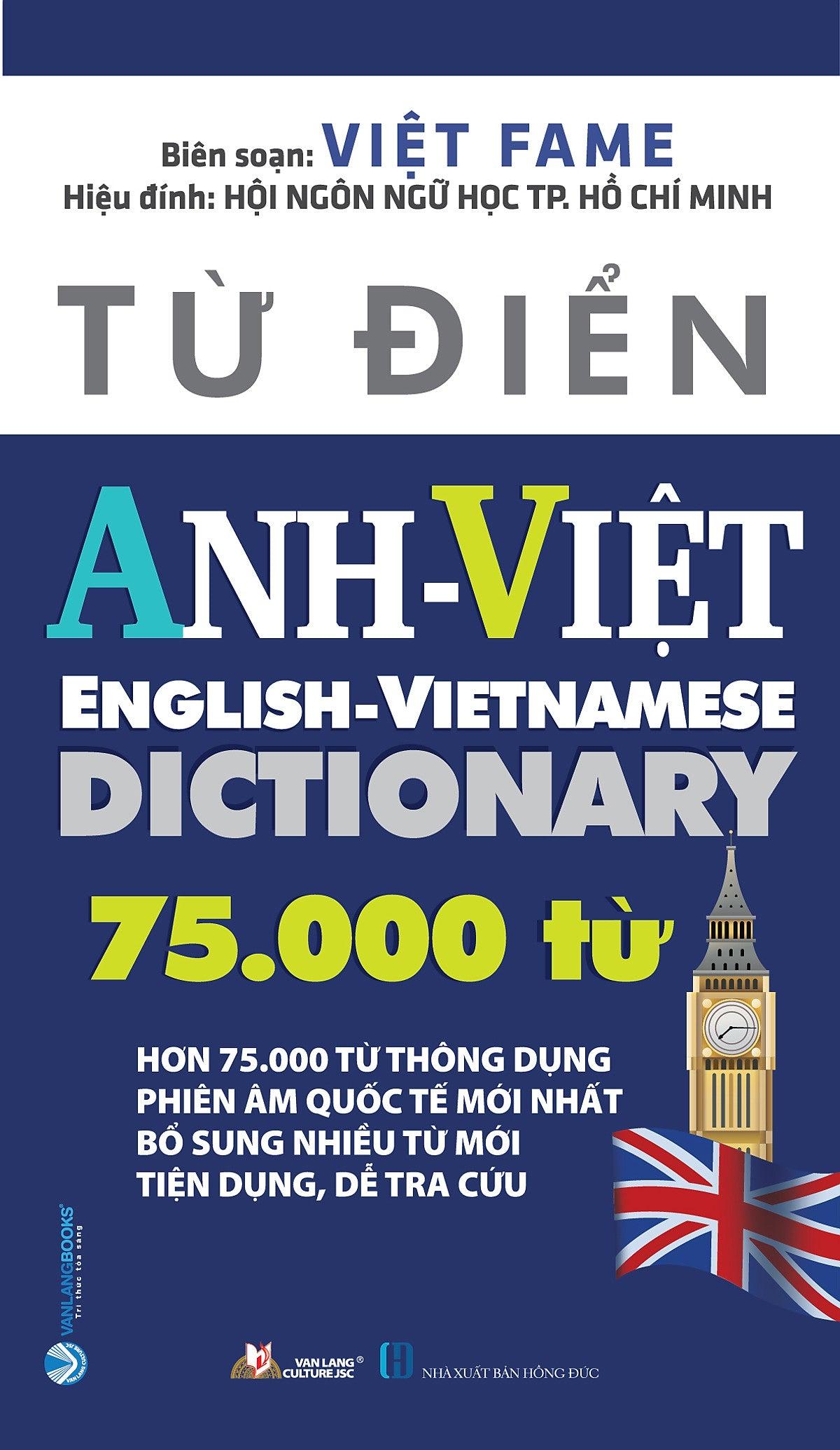 Từ Điển Anh-Việt 75.000 Từ (Tái Bản 2023)