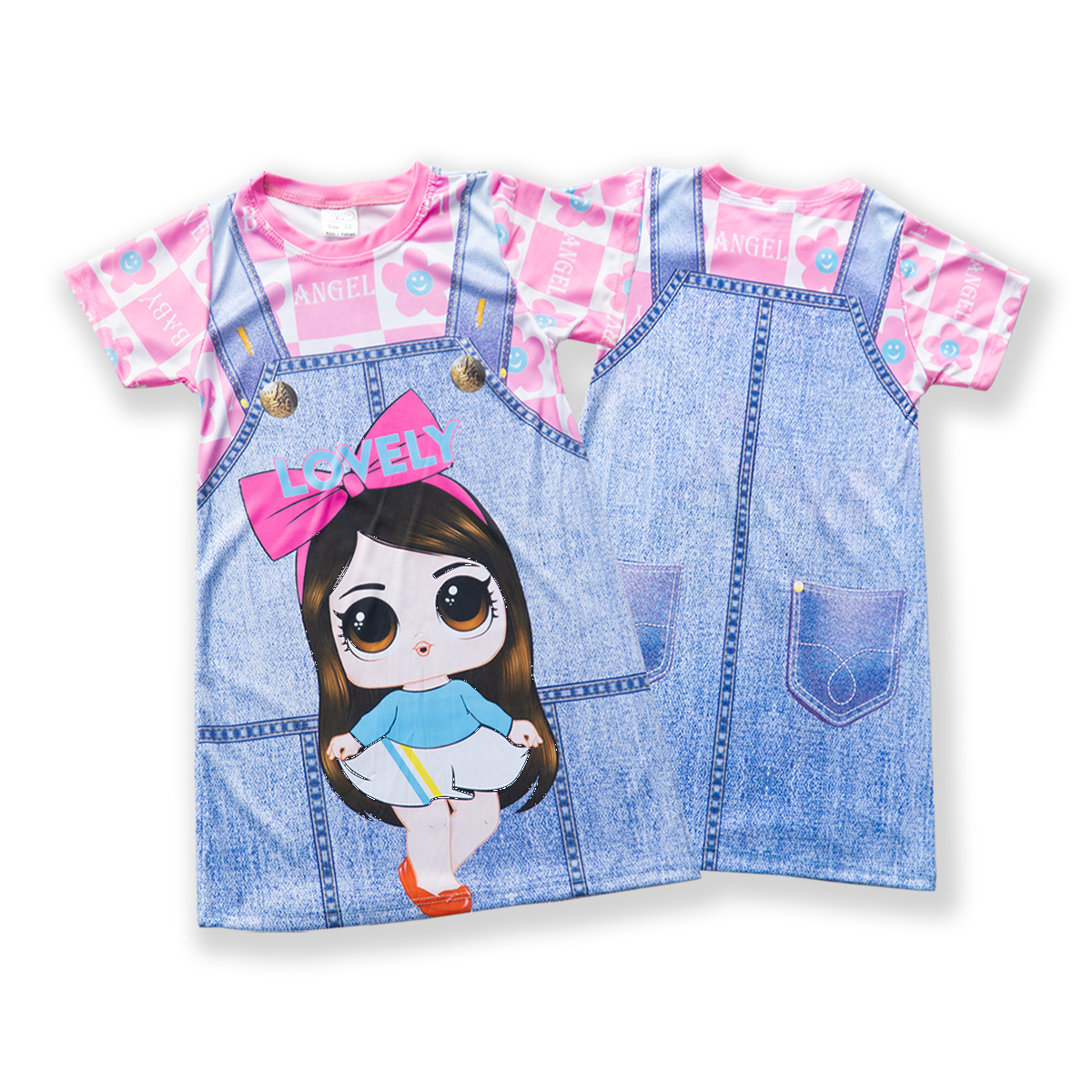 Combo 3 Váy bé gái giả yếm in hình 3D sọc ngang vải thun hiệu MIMYKID, giao ngẫu nhiên, đầm trẻ em - LMTK-V02