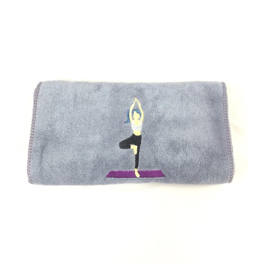 Khăn cotton thể thao lau thấm mồ hôi thêu hình cô gái tập yoga