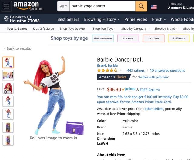 Búp bê Barbie made to move Mtm yoga, dancer chính hãng