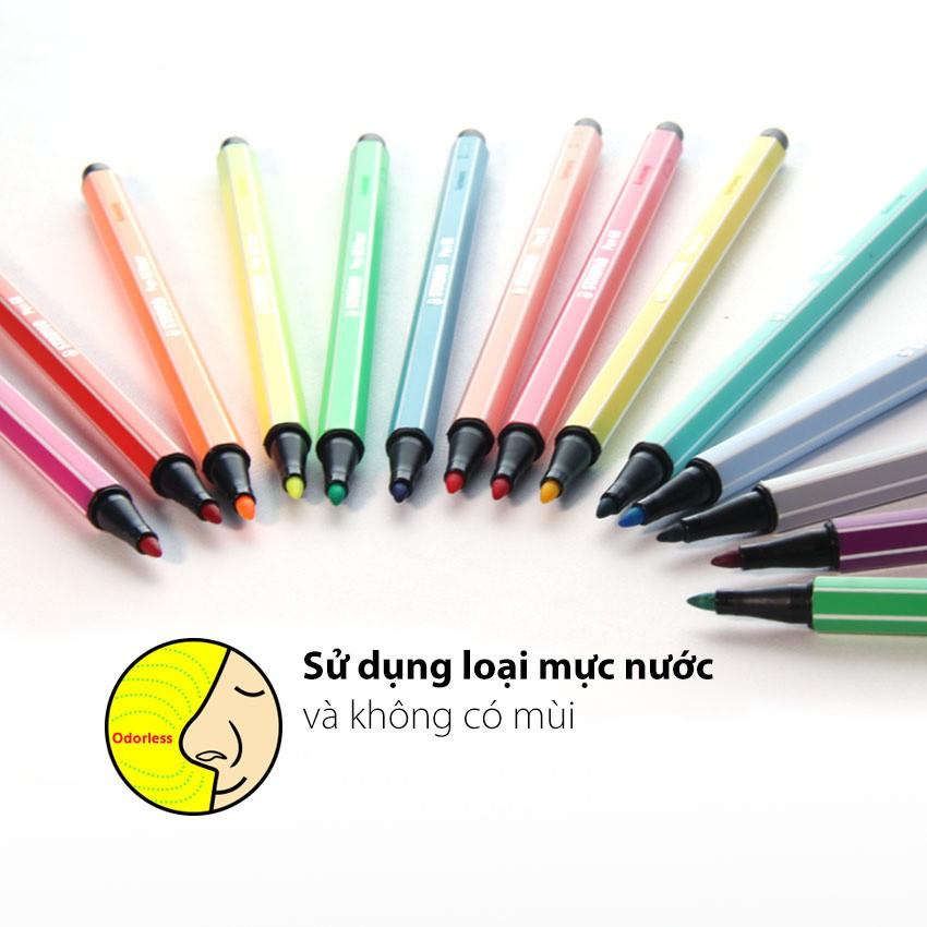 Bộ 3 cây bút lông màu STABILO Pen68 màu dạ quang: xanh lá, hồng, cam (PN68-N3B)