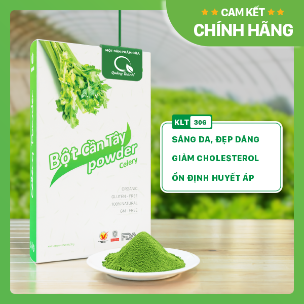 Bột Cần Tây Sấy Lạnh Nguyên Chất - Hỗ trợ giảm cân, giảm mỡ bụng, giảm mụn, giảm gút - Hộp 30g