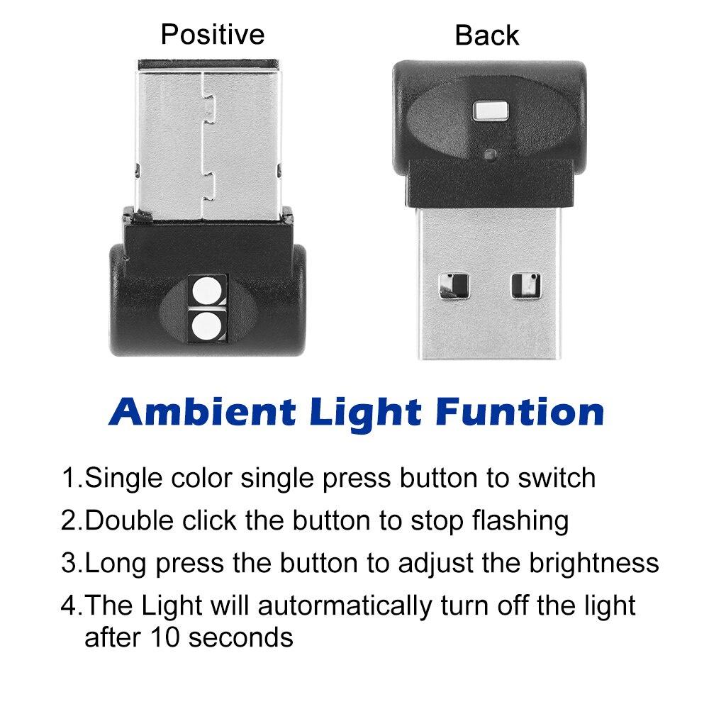 1 Đèn LED USB 7 Màu Mini Trang Trí Nội Thất Xe Hơi