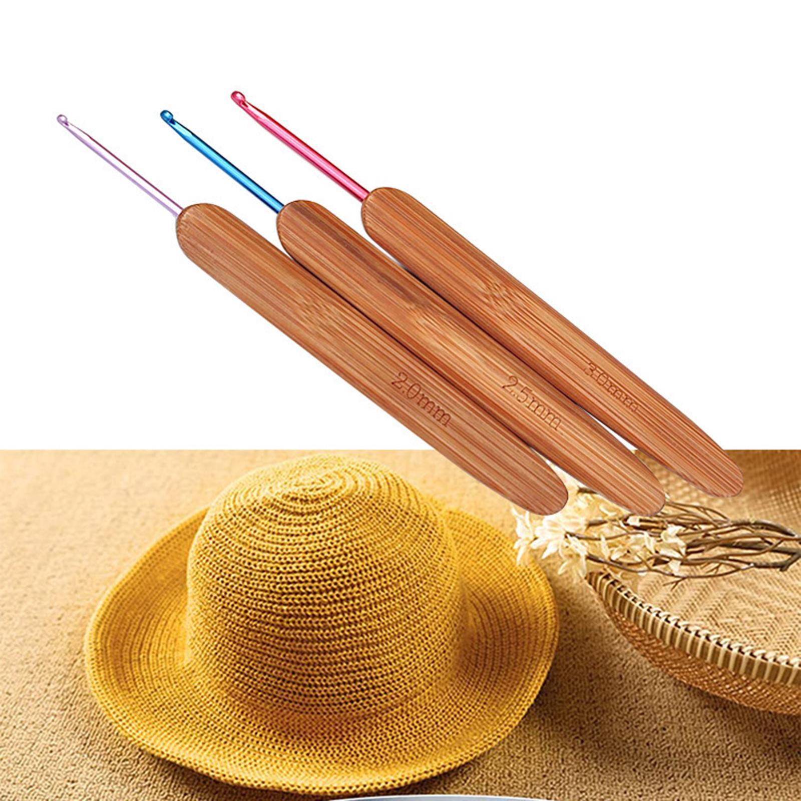 Bamboo Crochet Hooks Set Yarn Knitting Tool Beginners Adults