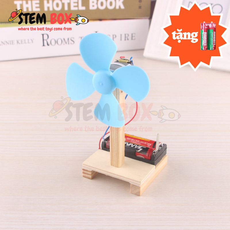 Đồ chơi khoa học tự lắp ghép mô hình quạt mini chạy bằng pin - Trò chơi DIY STEM BOX