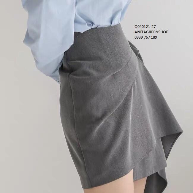 Chân váy nữ vạt xép công sở cách điệu Q04-0121