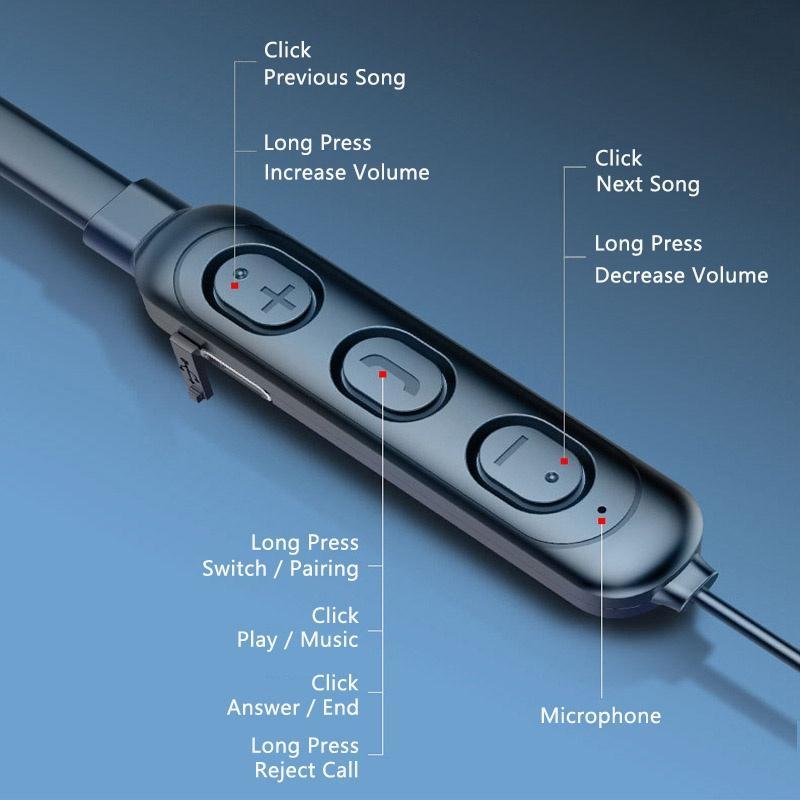 9D Stereo Không Dây Bluetooth 5.1 Treo Cổ Gắn Tai Nghe-Tai Xe Di Động Tai Nghe Nhét Tai Có Bass mic Tai Nghe