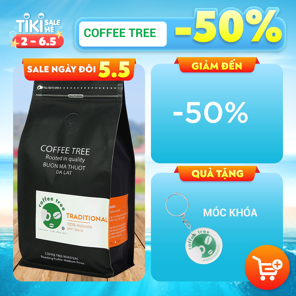 Cà phê bột Robusta nguyên chất 100% 500gr - Coffee Tree thơm ngon, đậm đà
