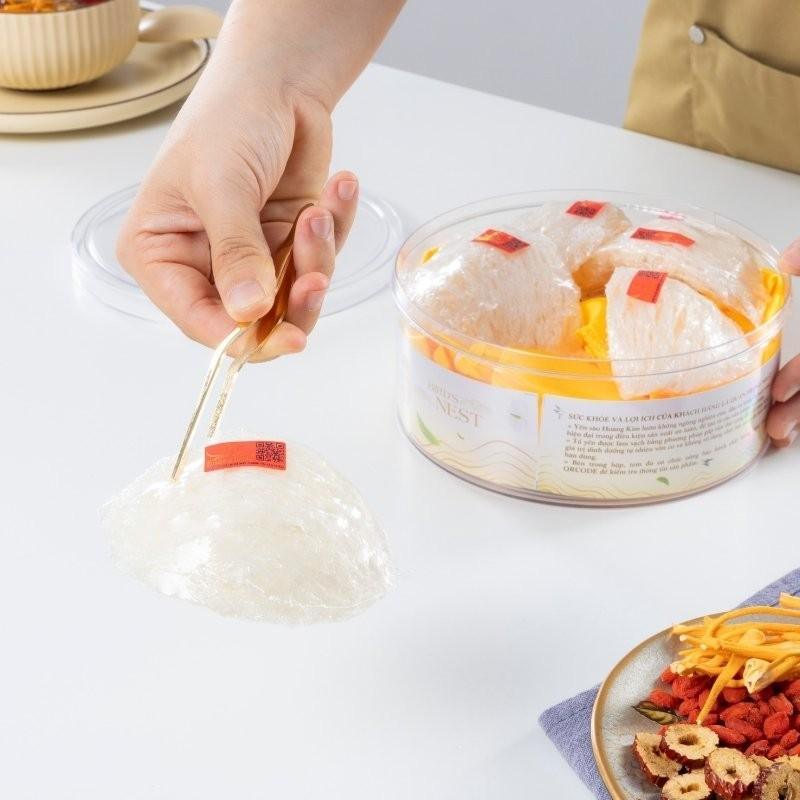 [CHÍNH HÃNG] Yến Sào Hoàng Kim - Hộp Quà Phúc Lộc Hòa Kim (50g Tổ Yến Sạch Loại 1 &amp; 4 Hũ Yến Chưng Đường Phèn) - Quà Biếu Gia Đình, Người Thân