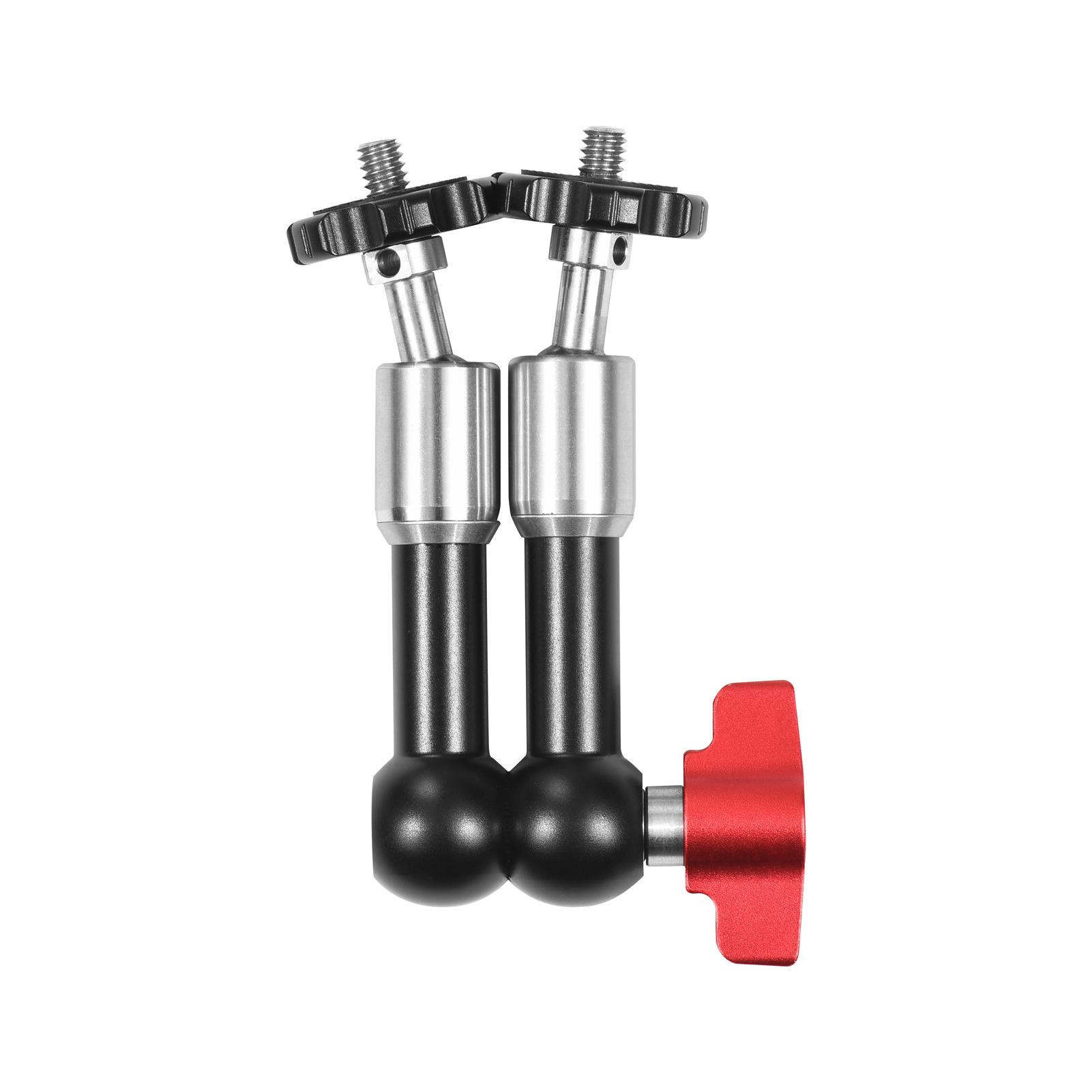 7 Inch Adjustable Articulating Friction Magic Arm Flexible Extension Bracket Aluminum Alloy with Dual 1/4 Inch Screw 360° Rotatable for Video Monitor LED Light Flash