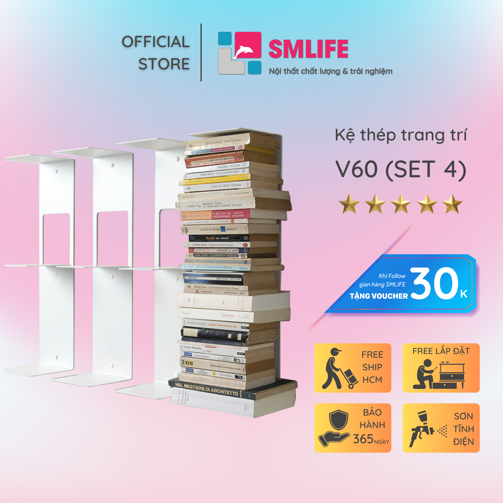 Kệ sách treo tường V60