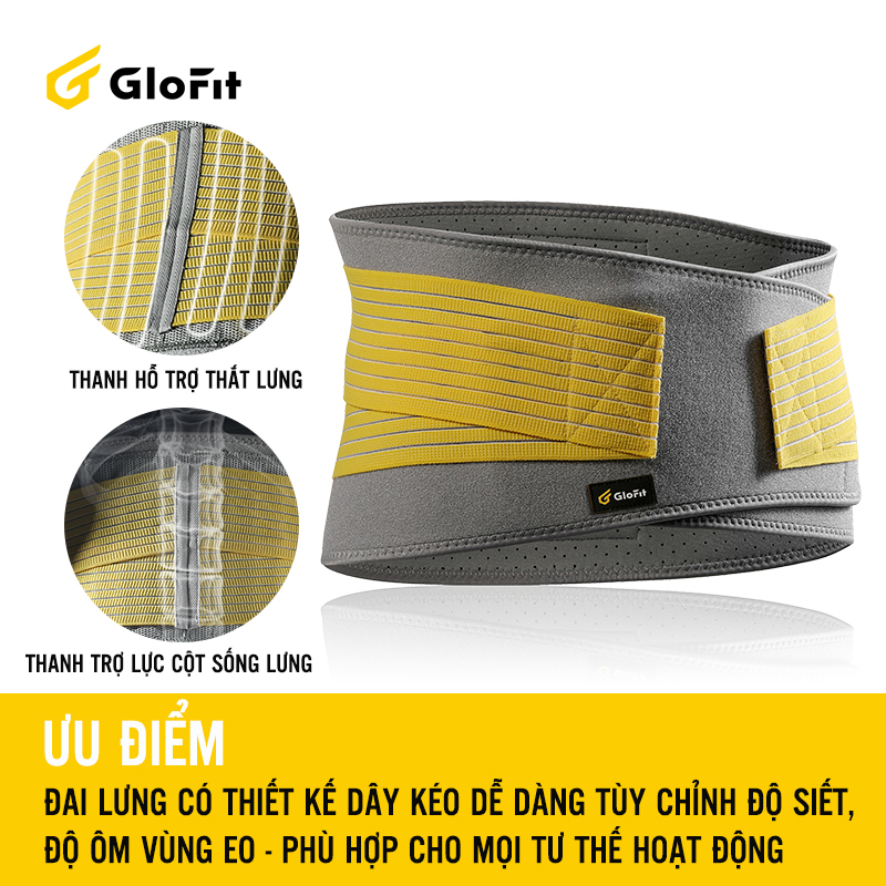 Đai Bảo Vệ Cột Sống Lưng Glofit - GFHY004, Bảo Vệ Thắt Lưng, Giảm Đau Nhức Mỏi Thắt Lưng, Giữ Thẳng Cột Sống Lưng, Đai Lưng Cao Cấp Chính Hãng