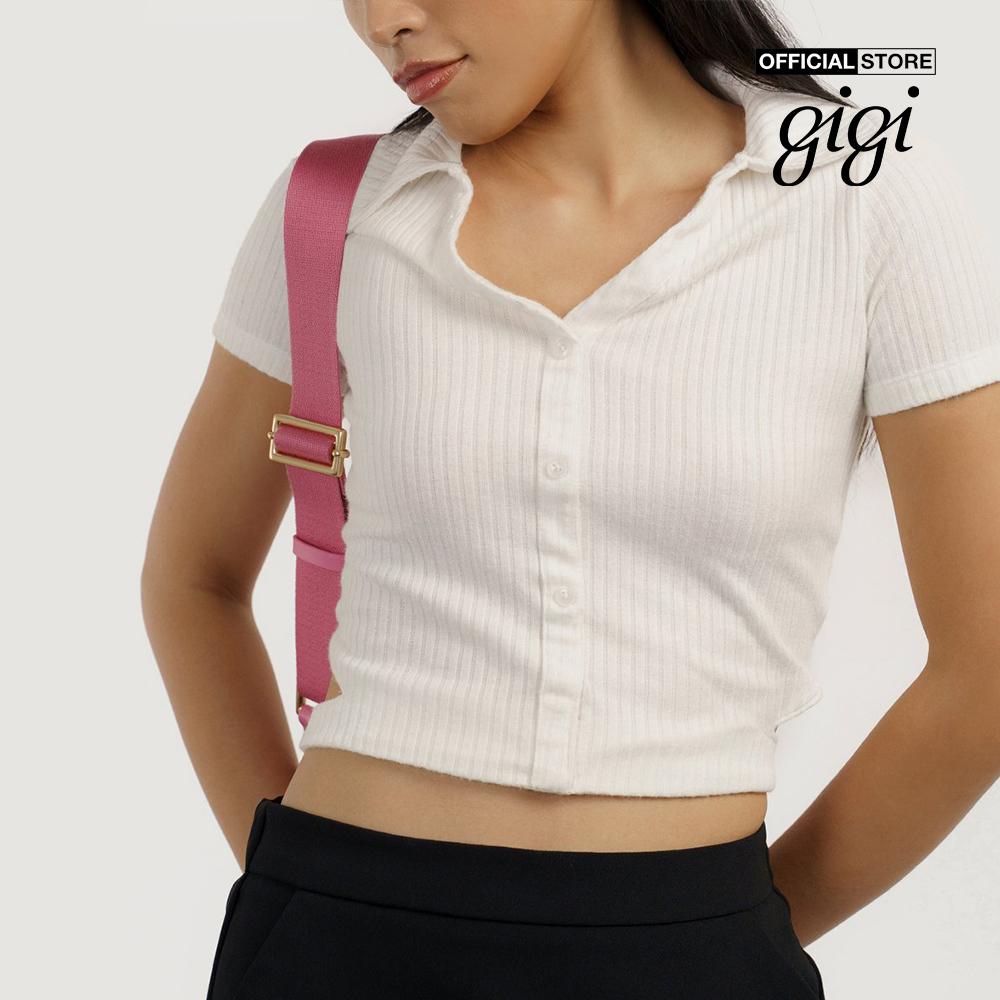 GIGI - Áo croptop nữ cổ bẻ phối dây cột hiện đại G1201T221250