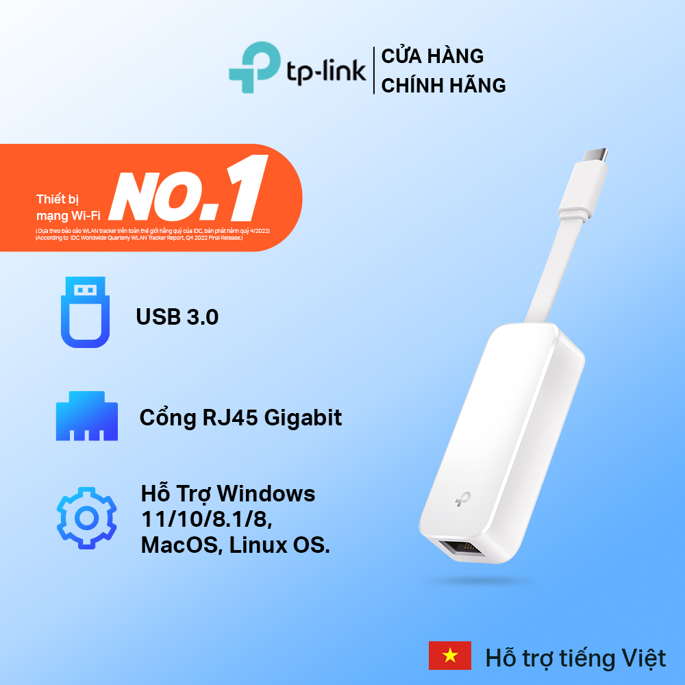 Bộ Chuyển Đổi Mạng USB Type-C Sang Ethernet TP-Link UE300C Tốc Độ 100/1000 Mbps - Hàng Chính Hãng