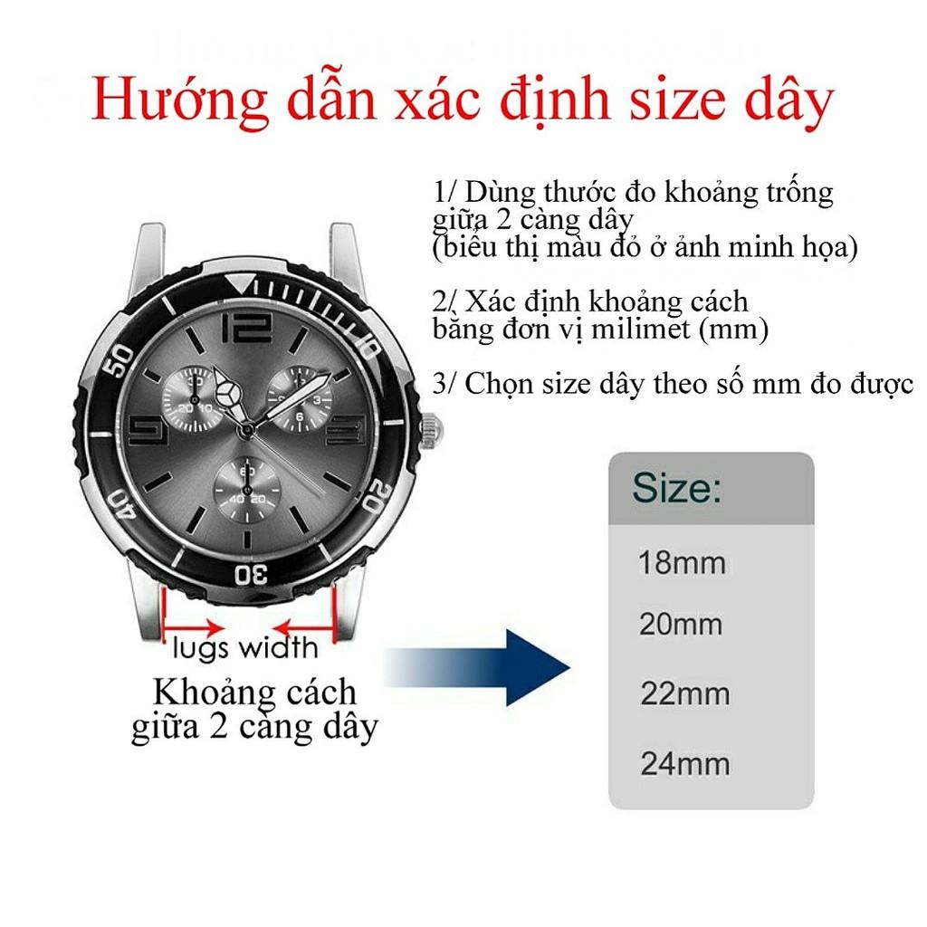 Dây da đồng hồ nam nữ đủ size 12/14/16/18/20/22/24 cực mềm