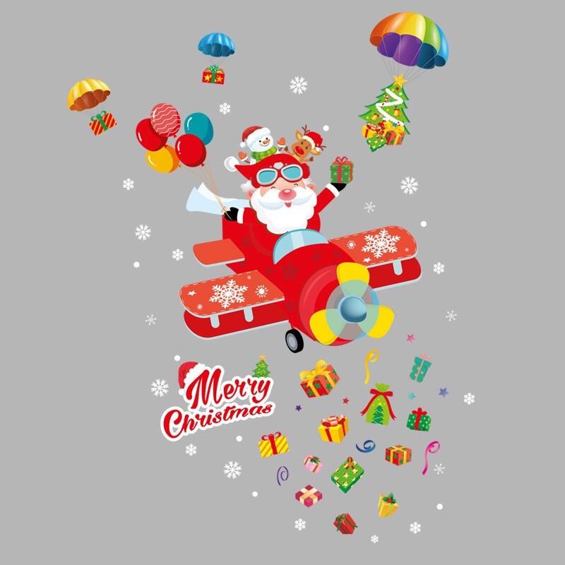 Decal trang trí Noel - Ông già Máy bay đỏ